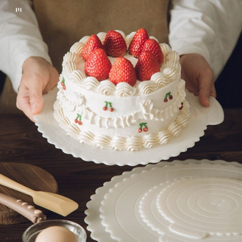 Kitchen Gadgets Home Party - 再利用可能なプラスチック製丸型ケーキトレイ、厚底、家庭用ベーキング、パーティーデコレーション、デザートディスプレイ、食品安全、キッチン用品