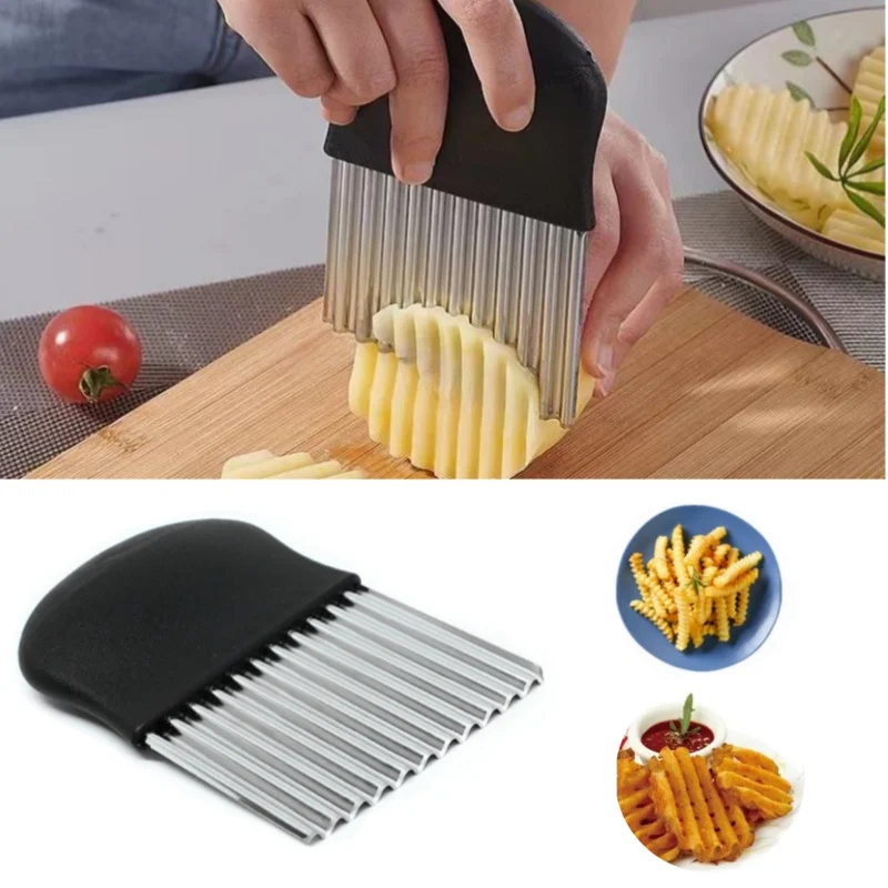 Kitchen Gadgets Dropshipping - ステンレス鋼のポテトチップスライサー、包丁、生地カッター、野菜、果物のしわ、波状のチョッパー、フレンチフライメーカーツール、ガジェット