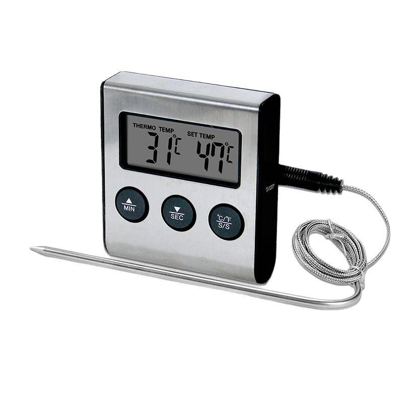 Kitchen Timer Digital - 【L】デジタルキッチン調理用プローブ付き温度計、肉や食品の温度測定用、オーブン、BBQ、グリル用、タイマー機能付き