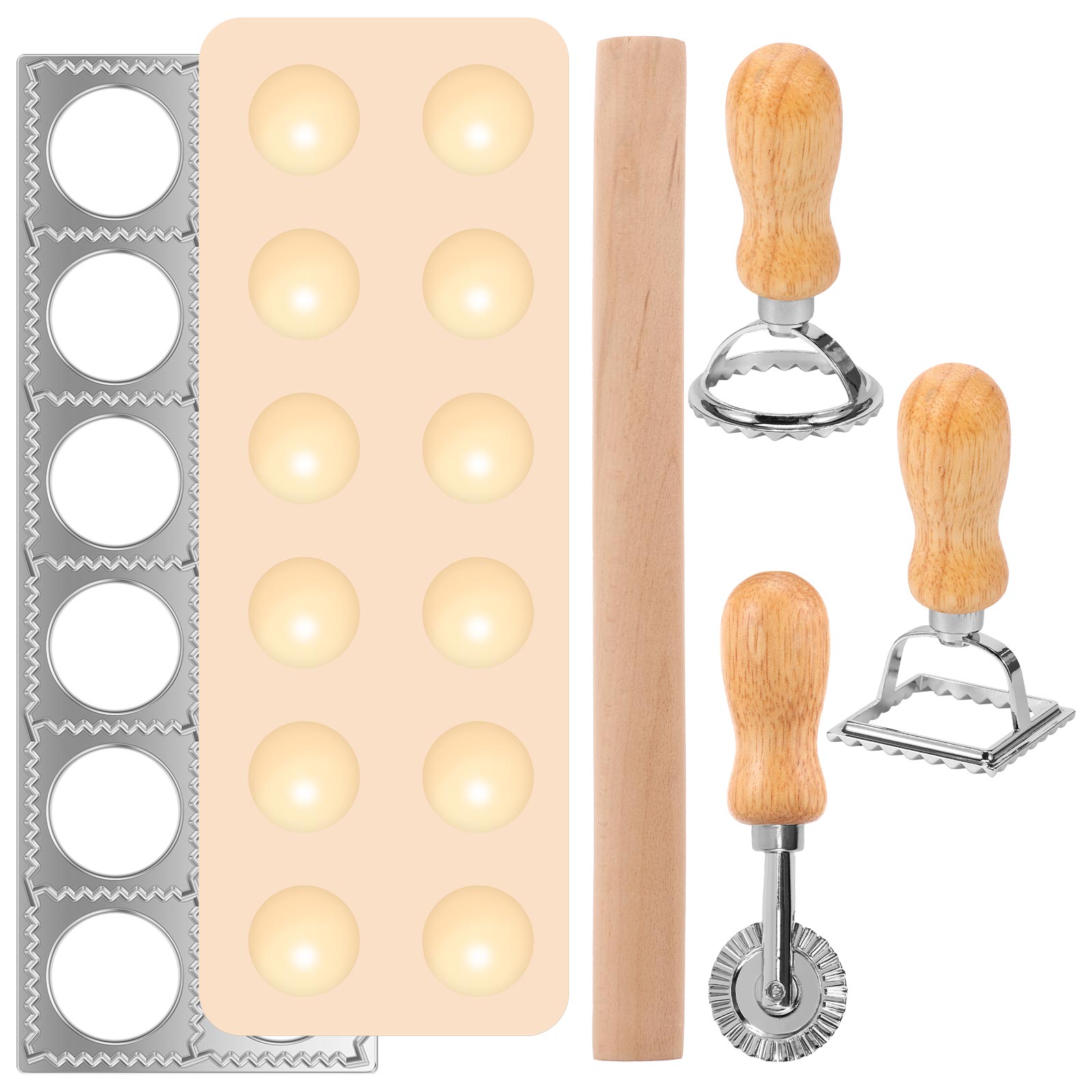 Kitchen Gadgets Under $10 - 4/5/7個入りラビオリメーカー型セット 10/12穴 ラビオリプレスメーカー 実用的なパスタ作りツール まな板付き キッチンアクセサリー