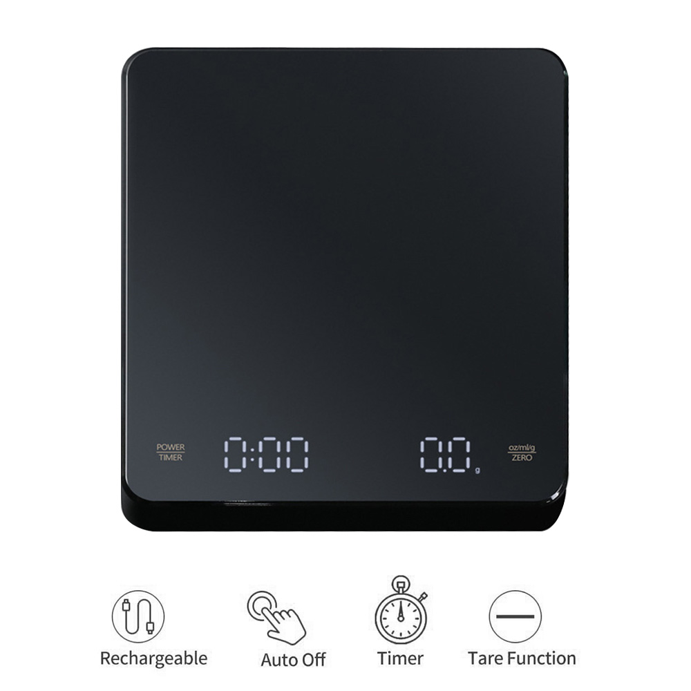 Kitchen Timer Digital - タイマー付きデジタルコーヒースケール LED スクリーンエスプレッソ USB 3kg 最大計量