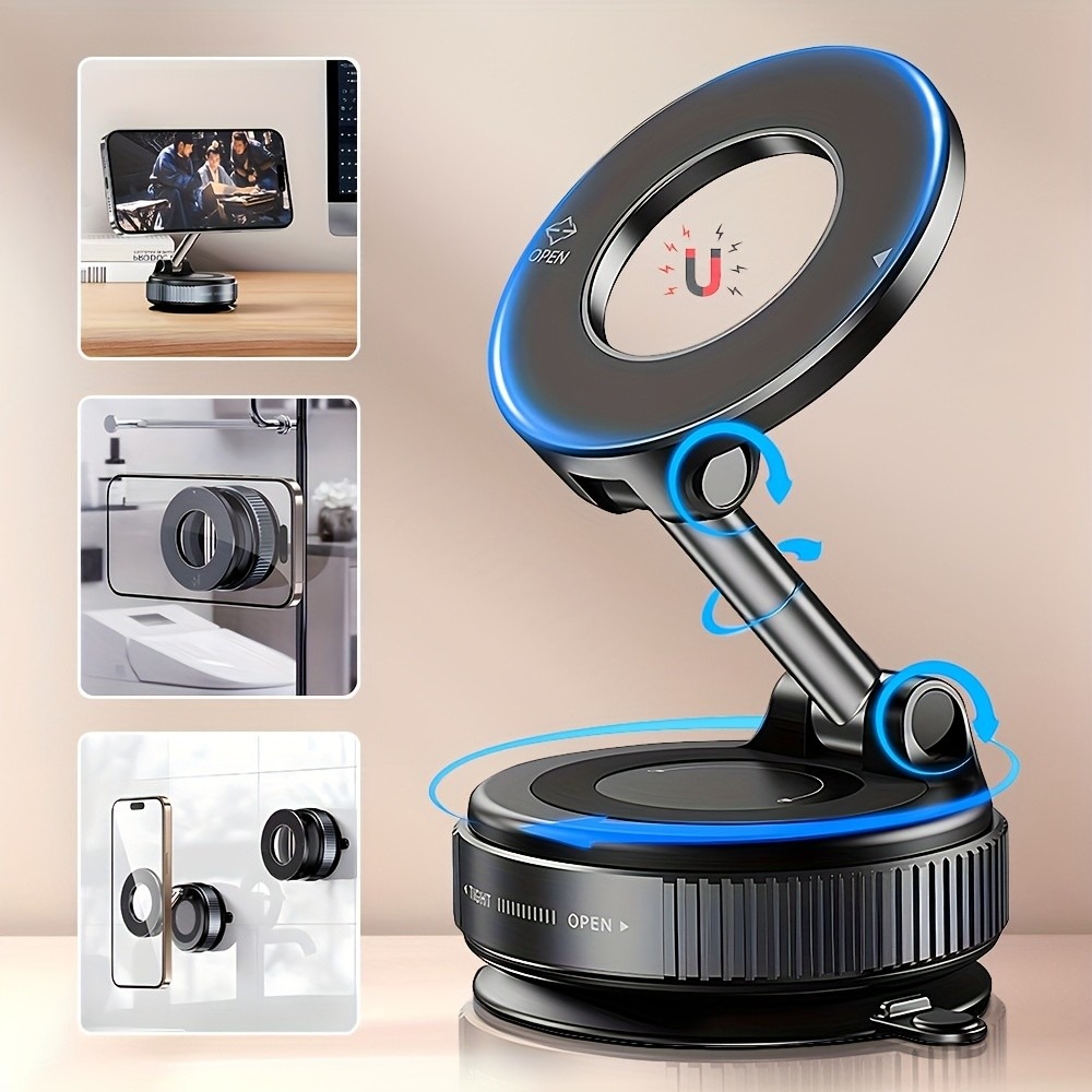 Kitchen Gadgets Online - 吸盤式磁気携帯電話ホルダー 真空吸着式携帯電話スタンドブラケット 折りたたみ式携帯電話キックスタンド 車載ダッシュボードナビゲーションホルダー