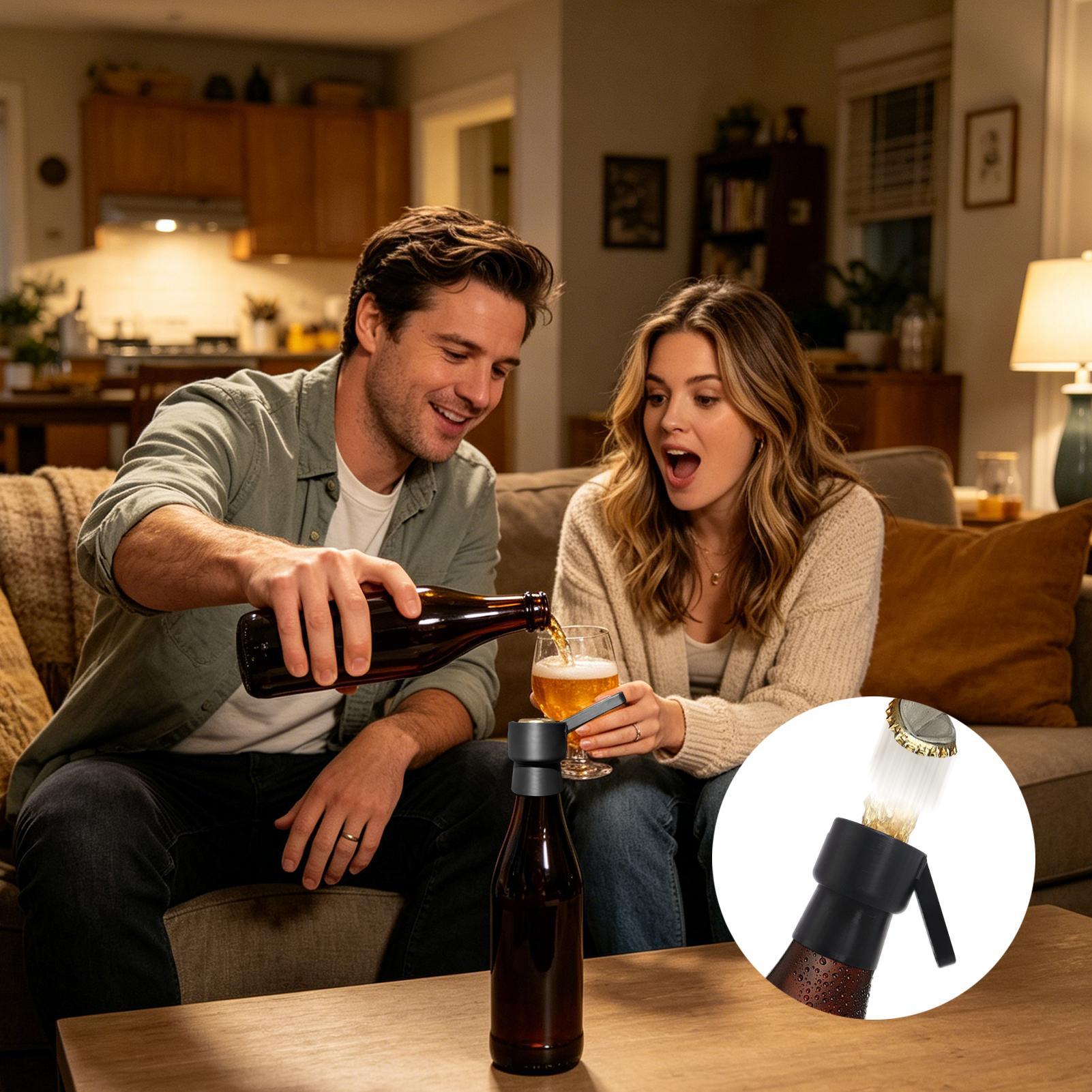 面白いボトルオープナー プッシュダウン式ビールキャップランチ - Kitchen Gadgets Home Party のレビューと価格