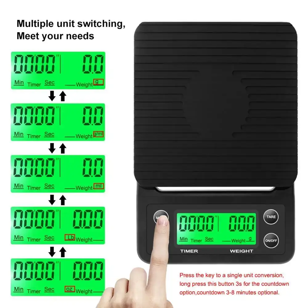 3kg/0.1g 5kg/0.1g ドリップコーヒースケール - Kitchen Timer Digital のレビューと価格