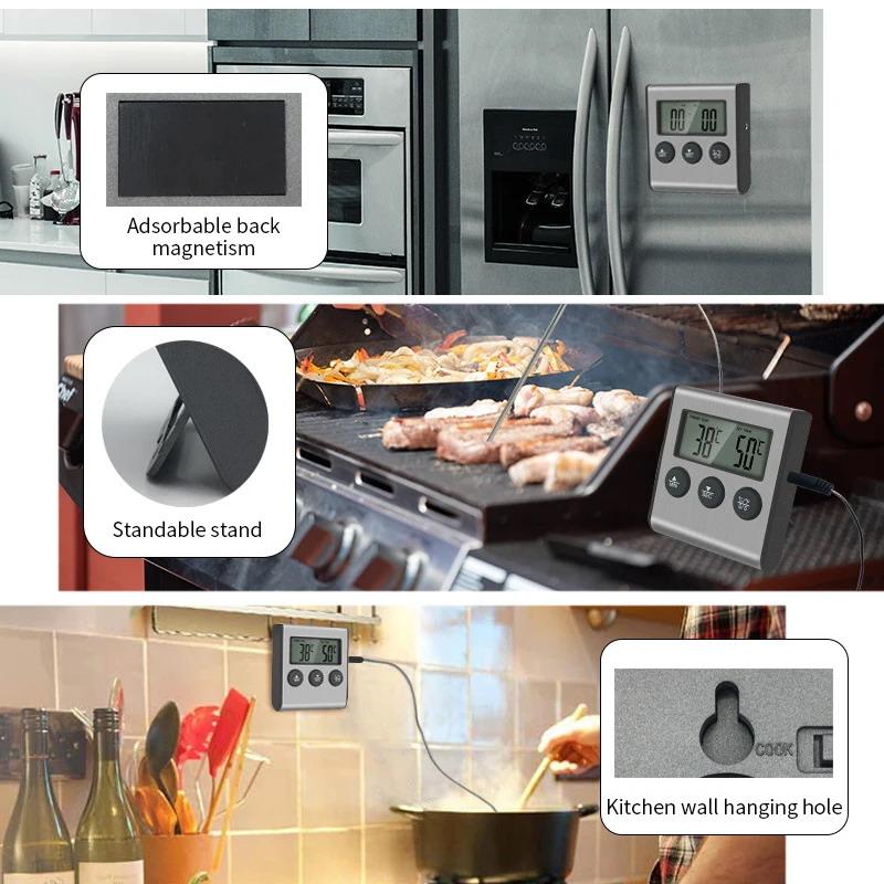 【L】デジタルキッチン調理用プローブ付き温度計、肉や食品の温 - Kitchen Timer Digital のレビューと価格