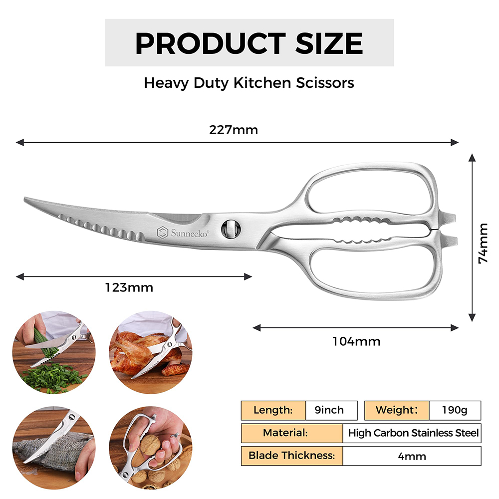Sunnecko-プロのステンレス鋼キッチンはさみ、安全な食 - Kitchen Gadgets Cool のレビューと価格