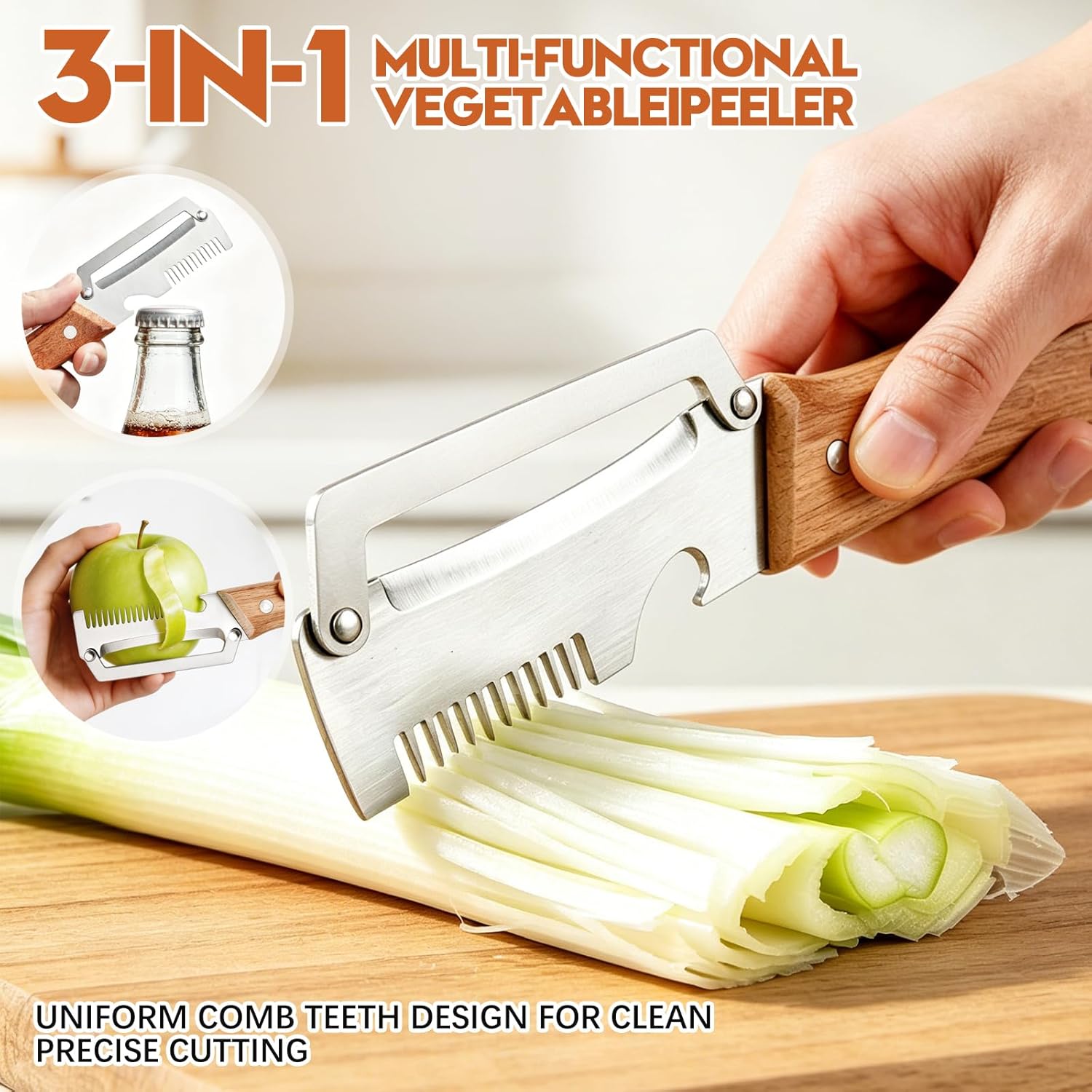 多機能野菜ピーラー ステンレス製 木製ハンドル付き フルーツ - Kitchen Gadgets Dropshipping のレビューと価格