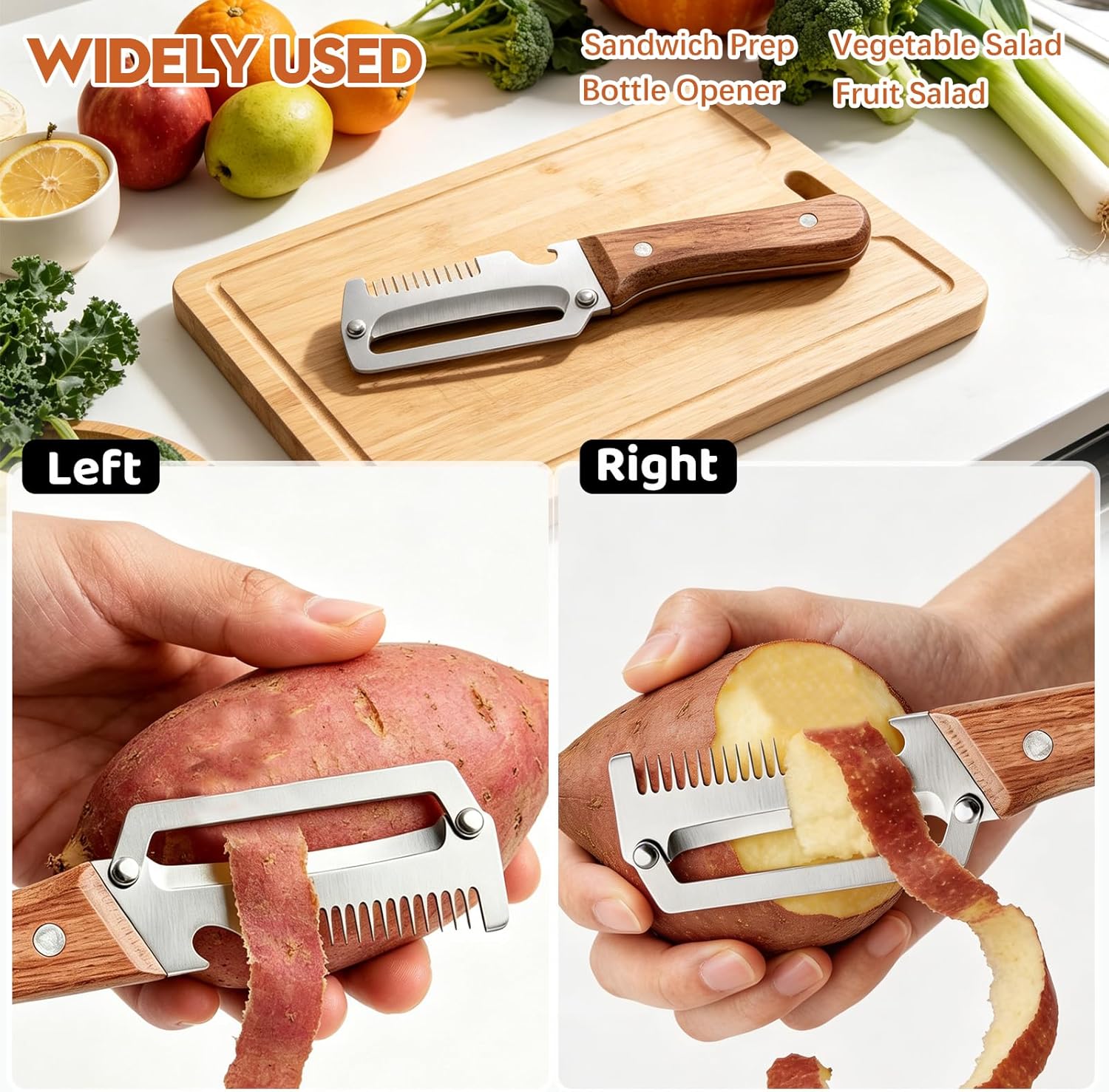 多機能野菜ピーラー ステンレス製 木製ハンドル付き フルーツ - Kitchen Gadgets Dropshipping のレビューと価格