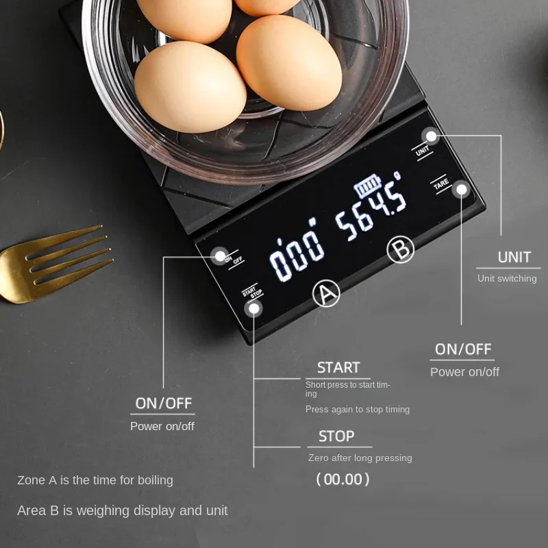 USB充電式キッチンコーヒー計量スケール、タイマー付きLED - Kitchen Timer Digital のレビューと価格