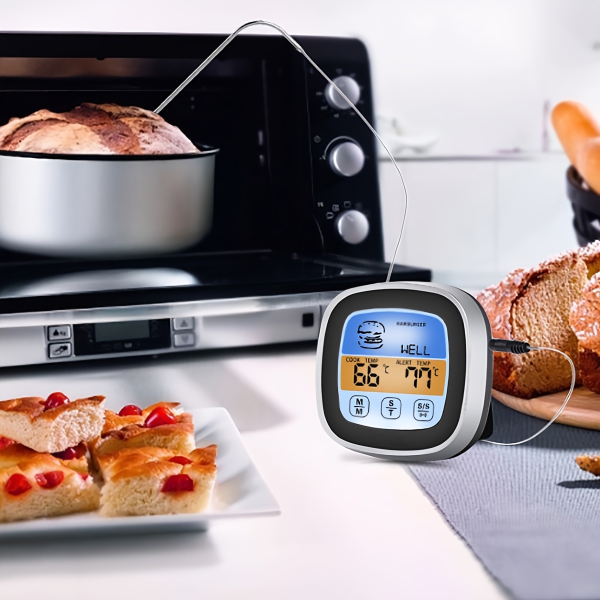 デジタル肉用温度計 BBQ タイマー 調理器具 ロングプロー - Kitchen Timer Digital のレビューと価格