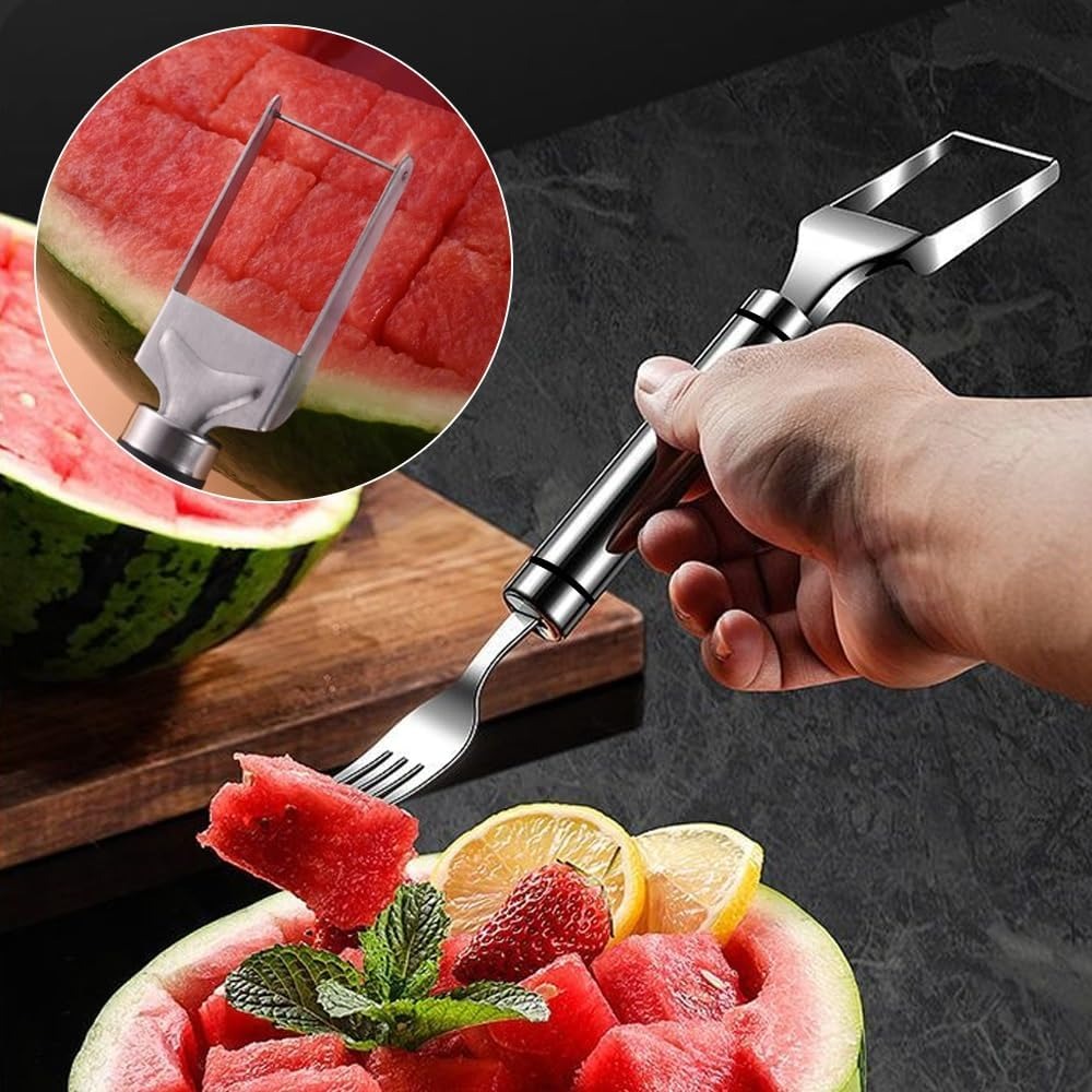 2-in-1ステンレス製フルーツカッター、スイカフォークスラ - Kitchen Gadgets Home Party のレビューと価格