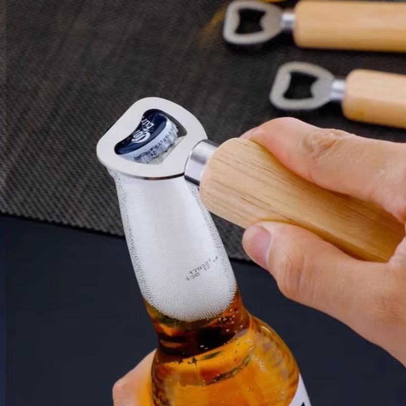 ステンレス鋼木製ボトルオープナー 家庭用キッチンバーレストラ - Kitchen Gadgets Home Party のレビューと価格