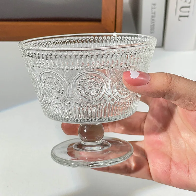 ヴィンテージレリーフフラワーガラスカップ ホームアイスクリー - Kitchen Gadgets Vintage のレビューと価格