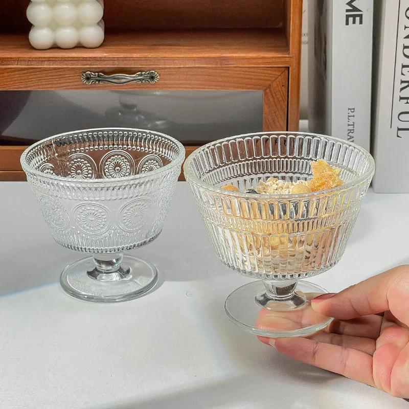 ヴィンテージレリーフフラワーガラスカップ ホームアイスクリー - Kitchen Gadgets Vintage のレビューと価格