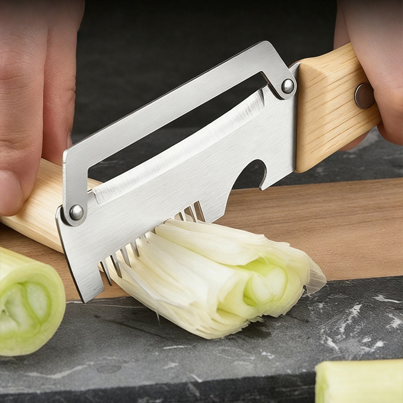 ステンレス製野菜ピーラー 木製ハンドル付き 3-in-1 フ - Kitchen Gadgets Dropshipping のレビューと価格